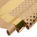 American Greetings Christmas Wrapping Paper, Kraft and Gold Polka Dot (3 Pack, 75 sq. ft.)