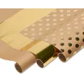 American Greetings Christmas Wrapping Paper, Kraft and Gold Polka Dot (3 Pack, 75 sq. ft.)