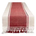 DII Dobby Stripe Woven Table Runner, 13x72 (13x77.5, Fringe Included), Barn Red