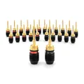 Deadbolt Flex Pin Banana Plugs for Spring Loaded Speaker Terminals, 12 Pairs Gold Plated Plugs