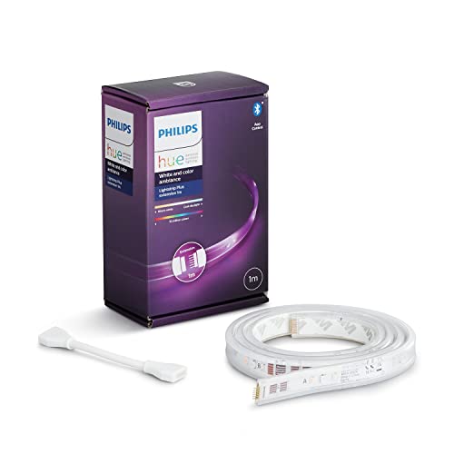 Philips Hue Lightstrip Extension v4 [1m] White and Colour Ambiance Smart LED Kit with Bluetooth, Compatible with Alexa, Google Assistant and Apple HomeKit (Packaging may vary)