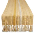 DII Farmhouse Braided Stripe Table Runner Collection, 15x108 (15x113, Fringe Included), Honey Gold