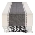 DII Dobby Stripe Woven Table Runner, 13x72 (13x77.5, Fringe Included), Black