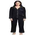 Eberjey womens Gisele Two-piece Long Sleeve & Pant Pj Pajama Set, Black/Sorbet Pink, Small US