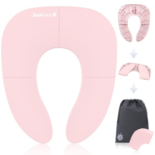 Folding Travel Potty Seat for Girls, Fits Round & Oval Toilets, Non-Slip Suction Cups, Includes Free Travel Bag - Jool Baby