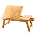 Laptop Desk Nnewvante Bamboo Bed Tray Adjustable Foldable Desk Bed Serving w' Tilting Drawer