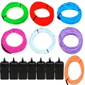 JYtrend 7 Pack 9ft Neon Light El Wire w/Battery Pack (Green, Blue, Red, Orange, Purple, White, Pink)