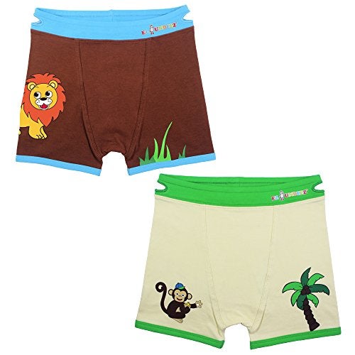 Ez Undeez Boys Boxer Briefs Toddler Training Underwear Easy Pull Up Handles (2-3 Years, Monkey-Lion)