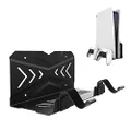 UPOK Wall Mount for PS5 - Accessories Playstation 5 Digital/Disc Edition Console Floating Shelf Behind TV, with 2 Detachable Controllers Holder Rack, Solid Metal Stand Kit, Easy Installation