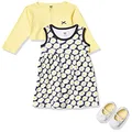 Hudson Baby Baby Girl Cotton Dress, Cardigan and Shoe Set, Daisy, 0-3 Months