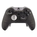 eXtremeRate Soft Touch Grip Front Housing Shell Faceplate for Microsoft Xbox One Elite Controller Model 1698 with Thumbstick Accent Rings - Foggy Clear Black