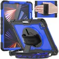 Timecity Case Compatible with iPad Pro 12.9 inch 2021 (5th Gen),With Built-in Screen Protector&360 Degree Rotatable Kickstand&Hand Strap&Shoulder Strap&Pencil Holder Case for iPad Pro 12.9''-Dark Blue