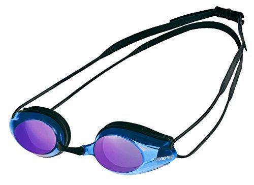 Arena Tracks Unisex Adult Essential Racing Swim Goggles for Competitive Swimmers FINA-Approved Anti-Fog Coated Mirror Lens, Black/Blue Multi/Black
