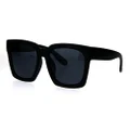Womens Boyfriend Style XXL Oversize Horned Rim Thick Plastic Sunglasses, Matte Black, One Size