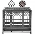 SMONTER Heavy Duty Dog Cage for Large Dog Strong Metal Kennel and Crate Pet Playpen with Three Doors, Four Wheels,38 Inch,Y Shape,Silver … … …
