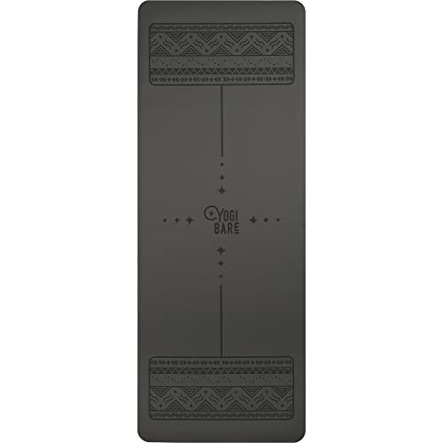 Yogi Bare Paws - Extreme Grip Yoga Exercise Mat - ECO Friendly Natural Rubber Surface with Body Alignment - Gray