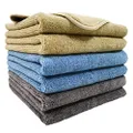 Polyte Professional Microfibre Cleaning Towel, 40 x 61 cm, Blue, Camel, Gray (6 Pack)