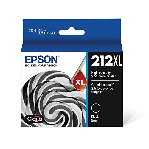 Epson T212XL120 Expression Home XP-4100 4105 WorkForce WF-2830 2850 212XL Ink Cartridge (Black) in Retail Packaging