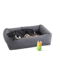 Barkbox 2-in-1 Memory Foam Dog Bolster Bed | High Density 3’’ Base Orthopedic Joint Relief Crate Lounger or Donut Pillow Bed, Machine Washable + Removable Cover | Waterproof Lining | Medium, Grey