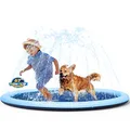 VISTOP Non-Slip Splash Pad for Kids and Dog, Thicken Sprinkler Pool Summer Outdoor Water Toys - Fun Backyard Fountain Play Mat for Baby Girls Boys Children or Pet Dog (67")