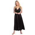 Fishers Finery Women's 100% Silk Black Night Gown (Black, S)