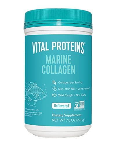 Vital Proteins Marine Collagen Peptides Powder Supplement for Skin Hair Nail Joint - Hydrolyzed Collagen - 12g per Serving - 7.8 oz Canister