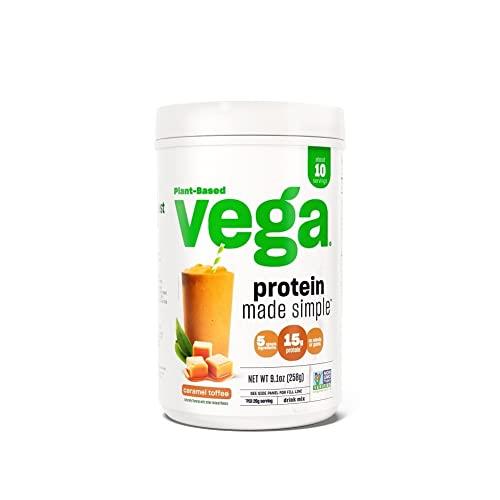 Vega Protein Made Simple - Caramel Toffee (10 Servings), 9.1 Oz - Delicious Plant Based Healthy Vegan Protein Powder - Stevia, Dairy & Gluten Free, Non GMO, No Gums,VEG00154