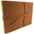 Large Rustic Genuine Leather Photo Album with Gift Box - Scrapbook Style Pages - Holds 400 4x6" or 200 5x7" Photos
