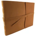 Large Rustic Genuine Leather Photo Album with Gift Box - Scrapbook Style Pages - Holds 400 4x6" or 200 5x7" Photos