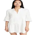 Monrow Women's Easy Mini Dress, Natural, White, Large