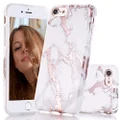 BAISRKE Shiny Rose Gold Marble Design Clear Bumper Matte TPU Soft Rubber Silicone Cover Phone Case Compatible with iPhone 7 iPhone 8 [4.7 inch] - White
