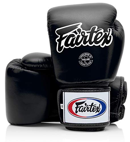 Fairtex Muay Thai Boxing Gloves Bgv1 Size : 10 12 14 16 Oz. Training Sparring All Purpose Gloves For Kick Boxing Mma K1 (Solid Black, 16 Oz)