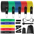 Odoland 16 pcs Resistance Bands Set Workout Bands and Rehab Bands, Heavy Exercise Bands Fitness Bands with Door Anchor, Ankle Strap, Resistance Loop Bands for Gymnastics