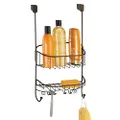 mDesign Steel Over Door Hanging Shower Caddy Storage Organizer with 2 Baskets, 6 Hooks - Shower Shelf Rack for Bathroom - Holds Shampoo, Conditioner, Soap, Towel, Sponge - Draper Collection - Bronze