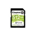 Kingston SDXC Card 512GB Up to 100MB/s Class 10 UHS-I U3 V30 Canvas Select Plus SDS2/512GB