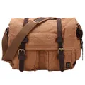 Berchirly Vintage Military Men Canvas Messenger Bag For 13.3-17" Laptop, Khaki, XL-17.3"