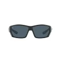 Costa Del Mar Men's Tuna Alley Rectangular Sunglasses, Blackout/Grey Polarized-580p, 62 mm