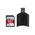 Kingston MLPR2/64GB Canvas React Plus UHS-II SD Memory Card, 64GB,Black