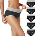 POKARLA Women's High Waisted Cotton Underwear Soft Breathable Panties Stretch Briefs 5-Pack (Black-5Pack, X-Small)