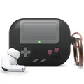 elago AW5 Compatible with Airpods Pro Case, Classic Handheld Game Console Design Case with Keychain [Black]