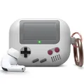 elago AW5 Compatible with Airpods Pro Case, Classic Handheld Game Console Design Case with Keychain [Light Grey]