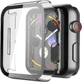 Misxi Hard PC Case with Tempered Glass Screen Protector for Apple Watch Series 6 SE Series 5 Series 4 44mm - Transparent