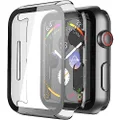 Misxi Hard PC Case with Tempered Glass Screen Protector for Apple Watch Series 6 SE Series 5 Series 4 44mm - Transparent