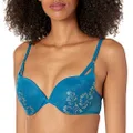Maidenform Women's Love The Lift Plunge Push Up & in Demi Bra DM9900, Petro Teal W/Gold, 40C