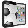 MYTURTLE iPod Touch 7th 6th 5th Generation Case Shockproof Hybrid Hard Silicone Shell Impact Cover with Screen Protector for iPod Touch 7 (2019), iPod Touch 5/6 (2015), Ball Sports Soccer