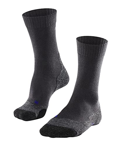 FALKE Mens TK2 Cool Summer Hiking Socks, Moisture Wicking Quick-Dry, Thin Lightweight Sock, Grey (Asphalt Melange 3180), US 9-10 (EU 42-43 Ι UK 8-9), 1 Pair