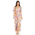 Adrianna Papell Women's Floral Printed Chiffon Gown, Praline Multi, 8