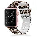 Lwsengme Compatible with Apple Watch Band 38mm 40mm 42mm 44mm, Soft Silicone Replacment Sport Bands Compatible with iWatch Series 5,Series 4,Series 3,Series 2,Series 1 (Leopard Print -6, 38MM/40MM)