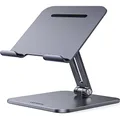 UGREEN Tablet Stand Holder for Desk Adjustable Aluminum Portable Stand Holder Desktop Foldable Dock Heavy Duty Metal Base Compatible with iPad Pro 12.9, 9.7, 10.5, iPad Air Mini, Nintendo Switch Grey