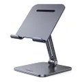 UGREEN Tablet Stand Holder for Desk Adjustable Aluminum Portable Stand Holder Desktop Foldable Dock Heavy Duty Metal Base Compatible with iPad Pro 12.9, 9.7, 10.5, iPad Air Mini, Nintendo Switch Grey